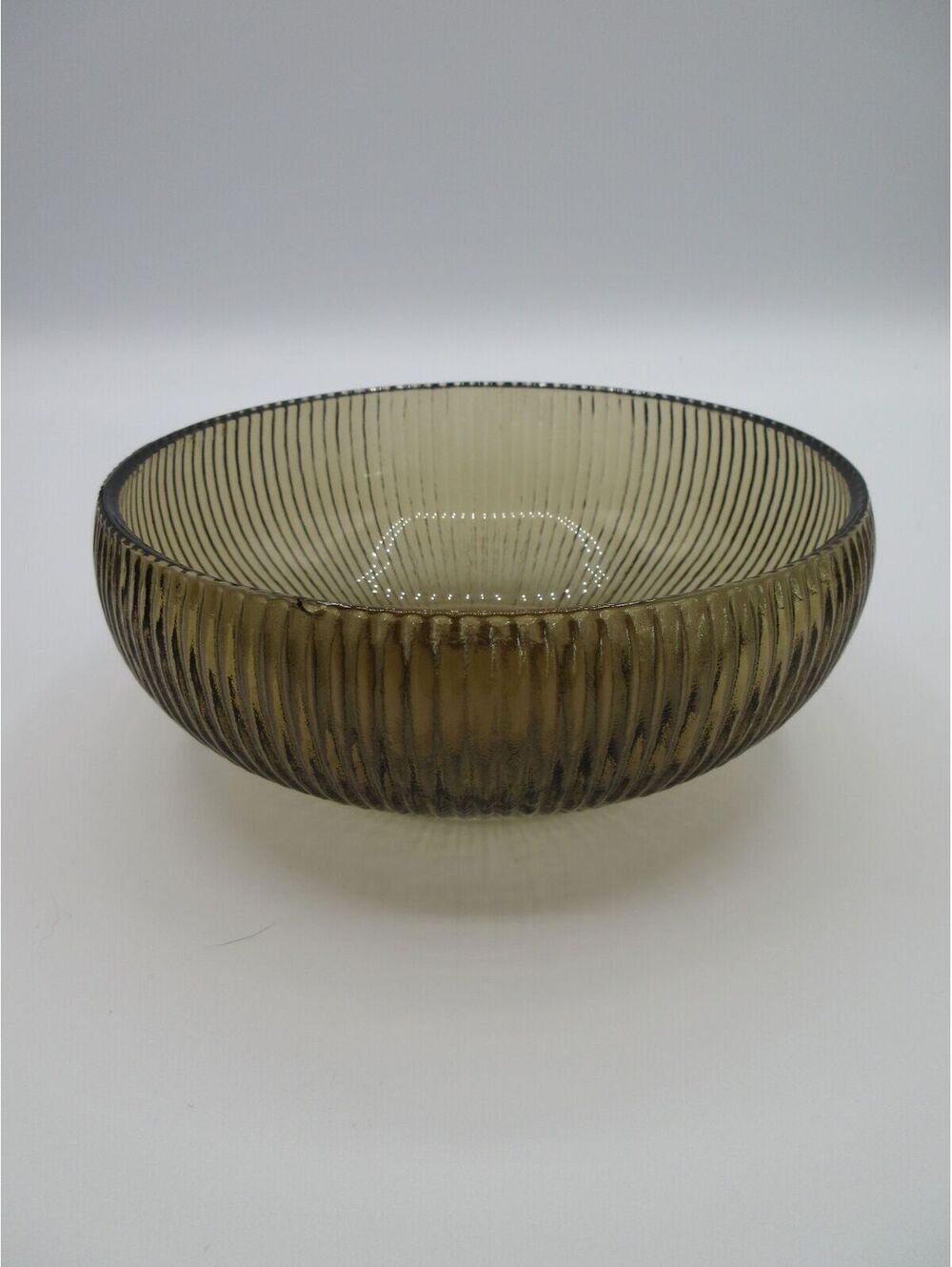90. Vintage E.O. Brody Amber Ribbed Glass Bowl Cleveland USA 7"